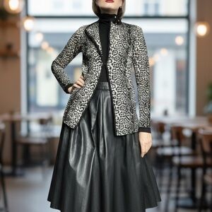 Carlisle Sweater Blazer Jacquard Knit Animal Print XS